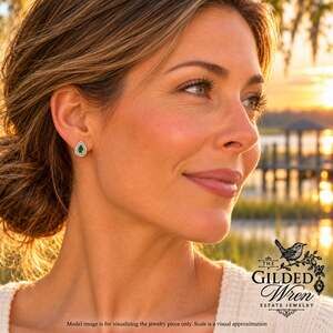 Rachel Ashwell 925 Silver Green CZ Teardrop Halo Stud Earrings 12mm NIB